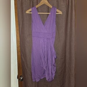 Purple V-Neck Sleeveless Dress